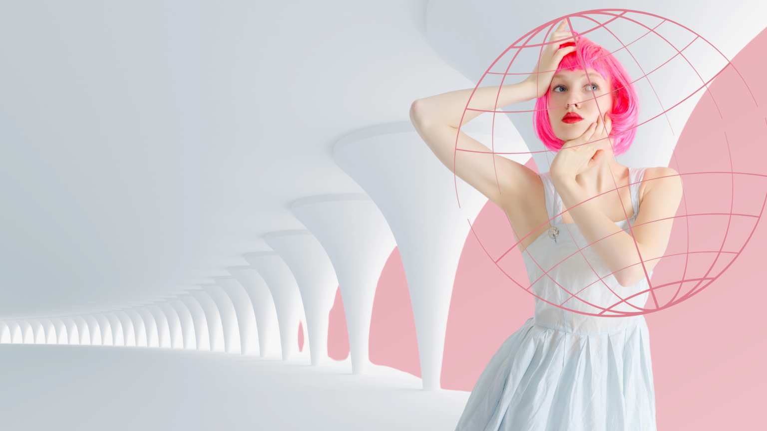 Un’immagine futuristica che incarna lo spirito creativo della 'Digital Innovation Beauty Lab', una community per estetiste che esplora l’intersezione tra bellezza e tecnologie digitali.