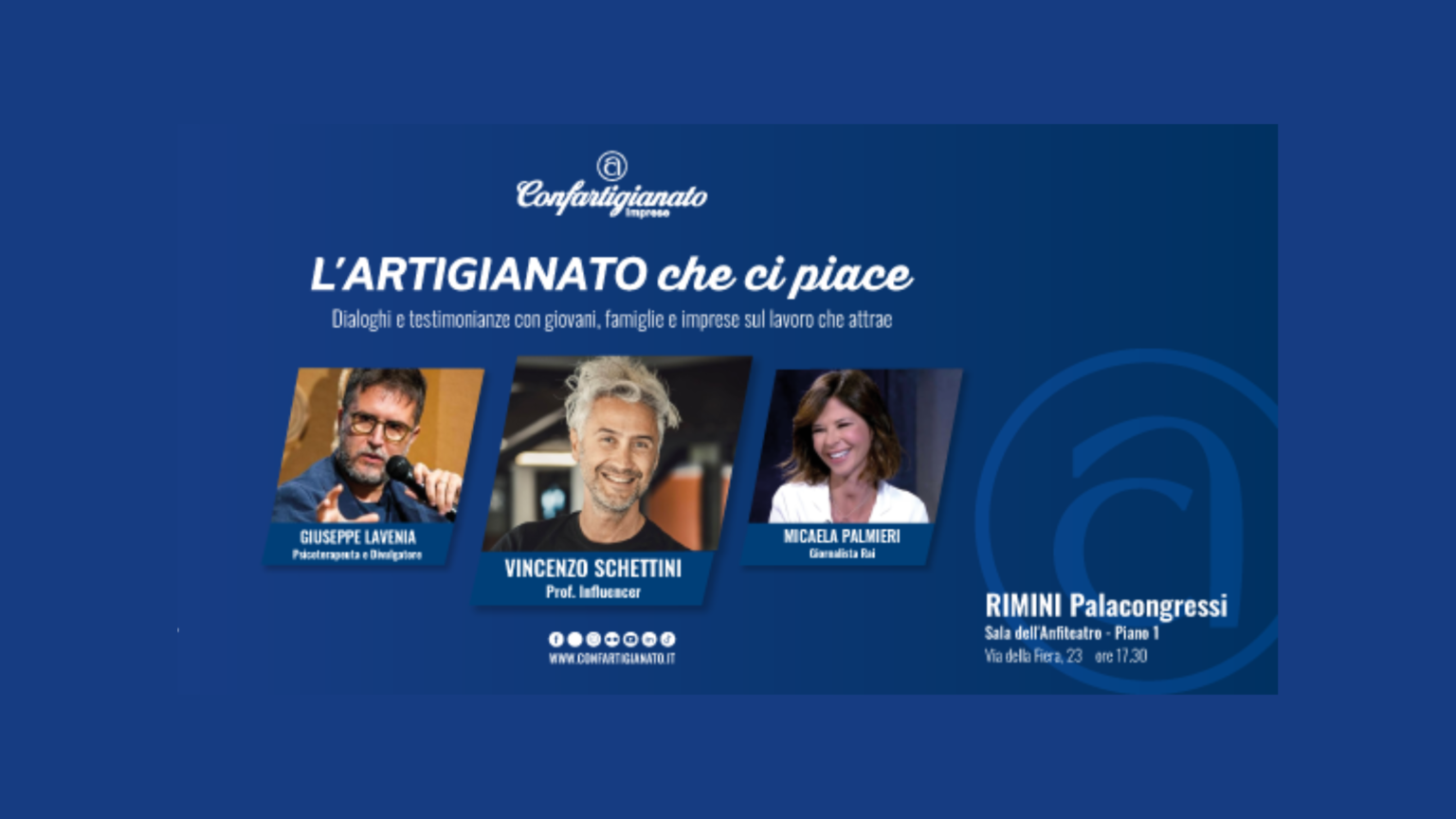 In foto, la grafica di Confartigianato sulla serie di Eventi "L'artigianato che ci piace"