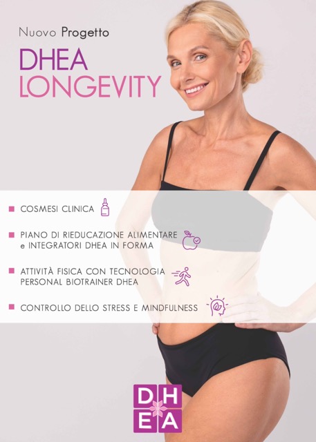 in foto la locandina del metodo dhea longevity, novità del mondo beauty