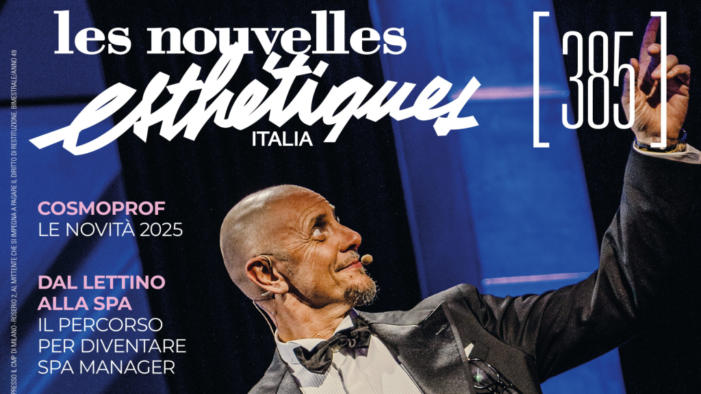 in foto la cover della rivista 385 di Lne italia, rivista di estetica professionale.