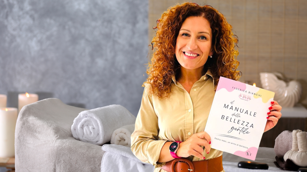 in foto, federica bianchi e il sul libro il manuale della bellezza gentile