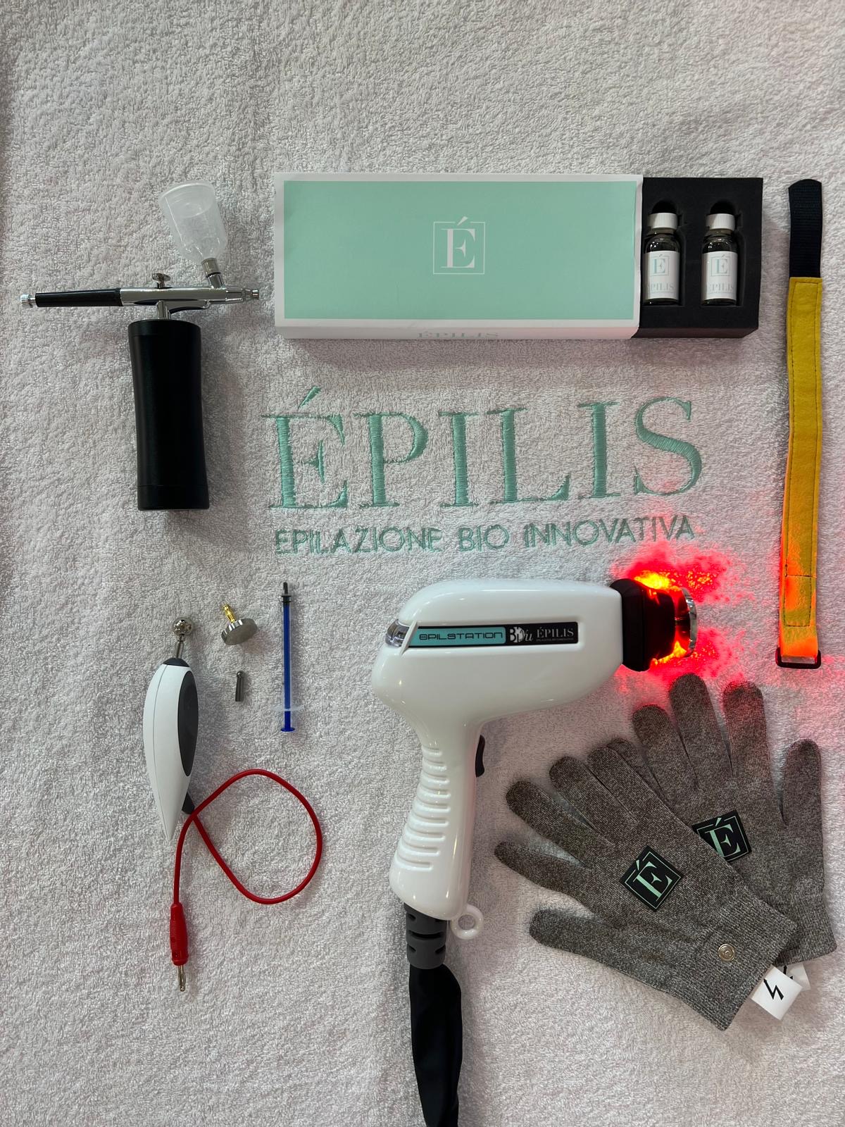 in foto gli strumenti della tecnologia epilis, il trattamento di epilazione progressiva permanente