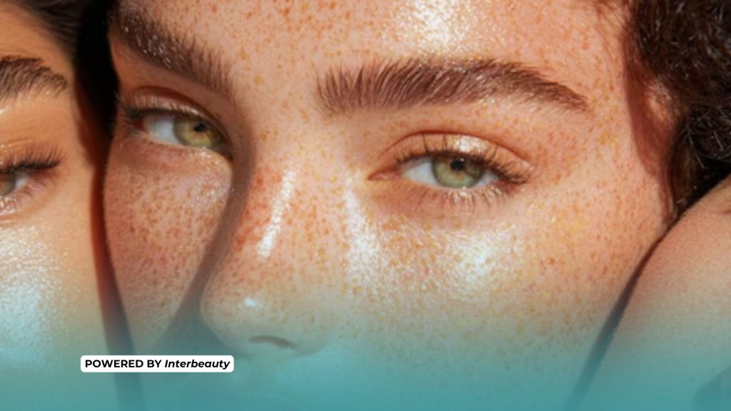 in foto una donna con lentiggini e occhi verdi illuminata dal sole: una nuova esperienza di skincare