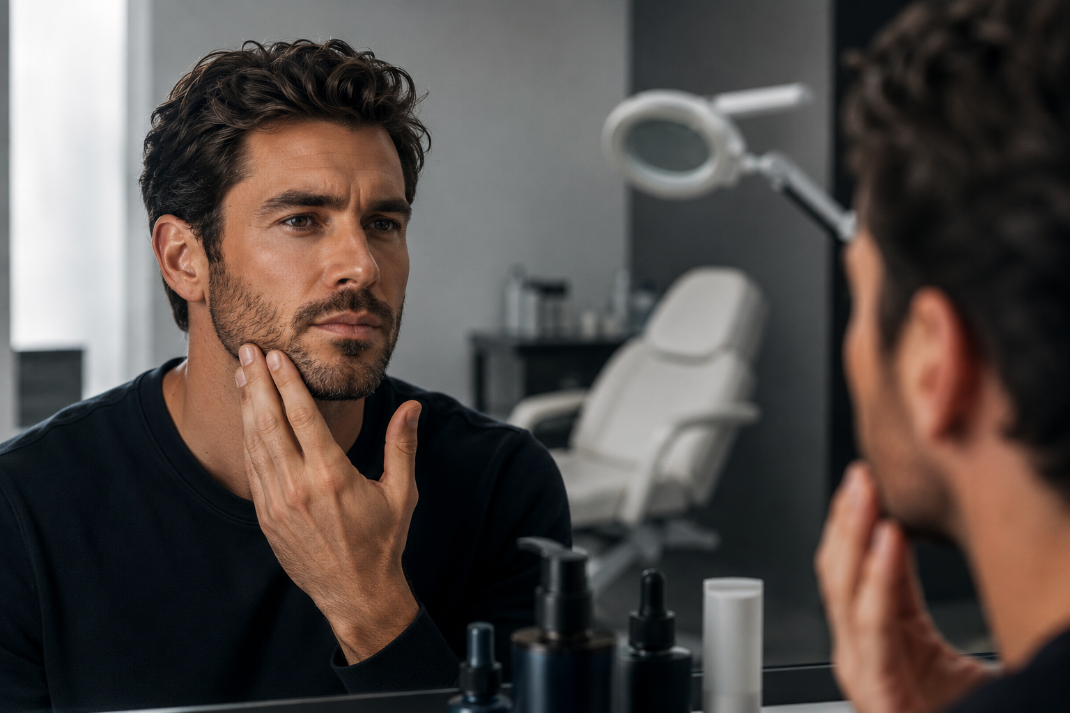 In foto un uomo che sta facendo brotox.