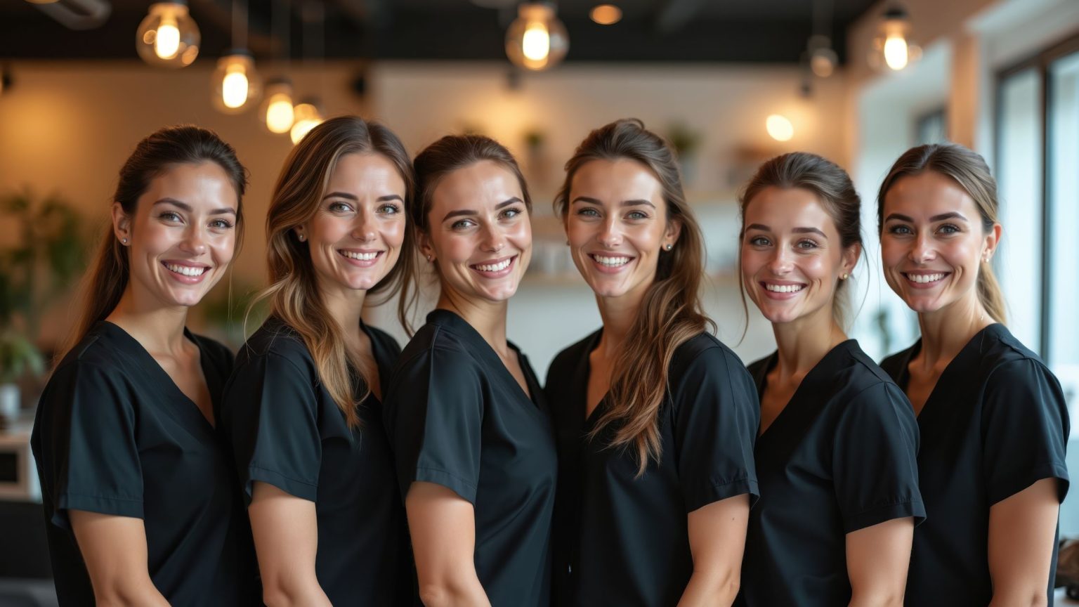 in foto un team di estetiste: rappresenta agosto nei centri estetici.